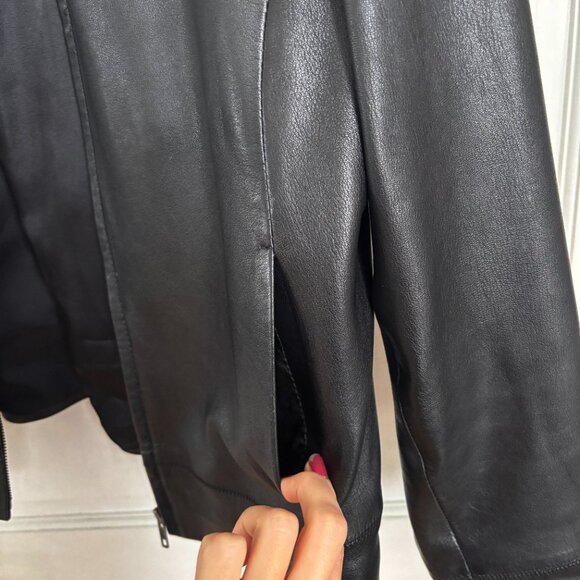 Gap Leather Jacket Black 90s Short Zip Collar Short Vintage Vintage Medium M - Picture 6 of 8